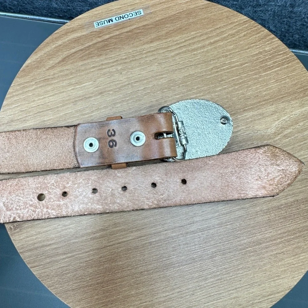 Vintage Nevada Mining Association Leather Belt Mens Size 36 Western Cowboy Ranch